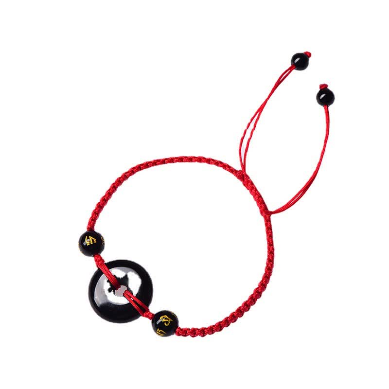 Nimara Ritual Black Obsidian Peace Buckle Protection Braided Bracelet
