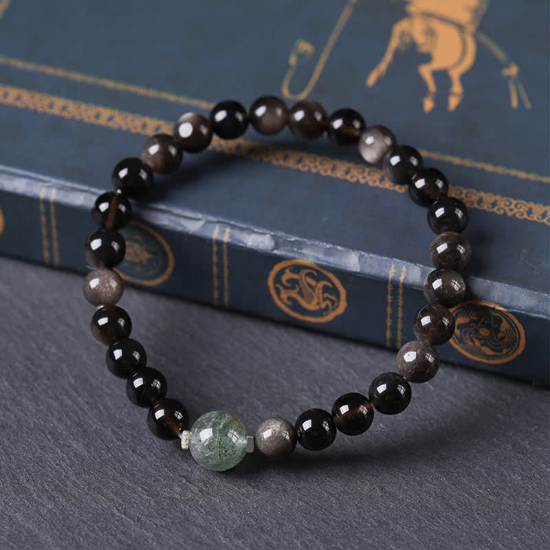 Nimara Ritual Black Obsidian Grounding Hand-Woven New Chinese Round Bracelet