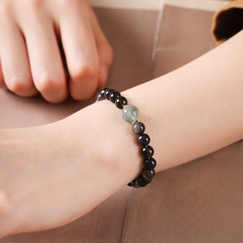 Nimara Ritual Black Obsidian Grounding Hand-Woven New Chinese Round Bracelet