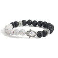 Nimara Ritual Lava Rock Hamsa Palm Protection Handcrafted Round Bracelet