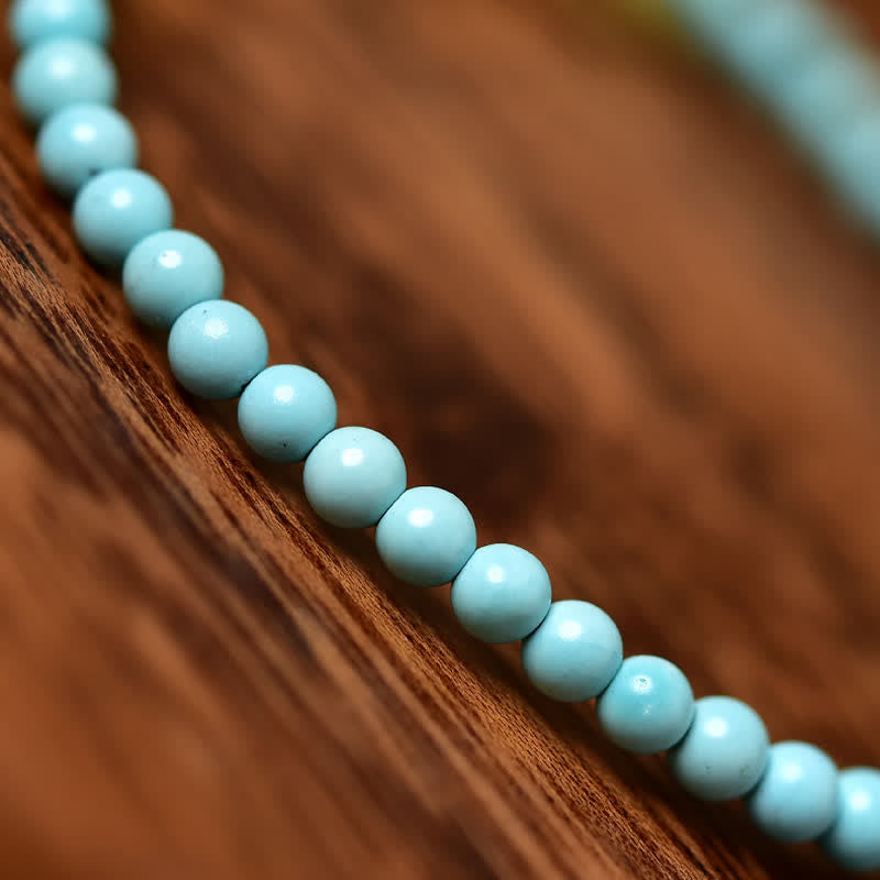 Nimara Ritual Turquoise Fu Character Luck Handcrafted Beaded Bracelet