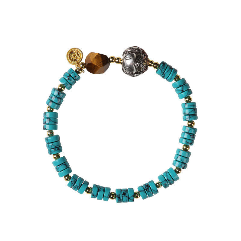 Nimara Ritual Turquoise Communication Handcrafted New Chinese Disc Bead Bracelet
