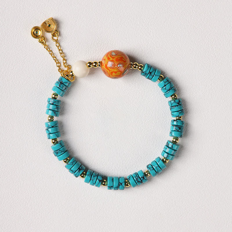Nimara Ritual Turquoise Communication Handcrafted New Chinese Disc Bead Bracelet