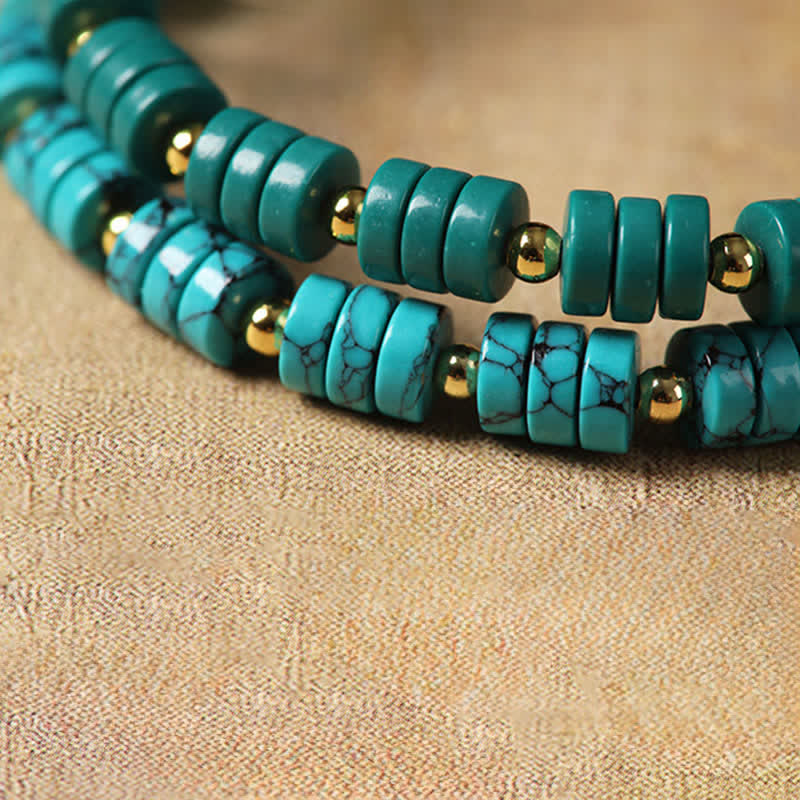 Nimara Ritual Turquoise Communication Handcrafted New Chinese Disc Bead Bracelet