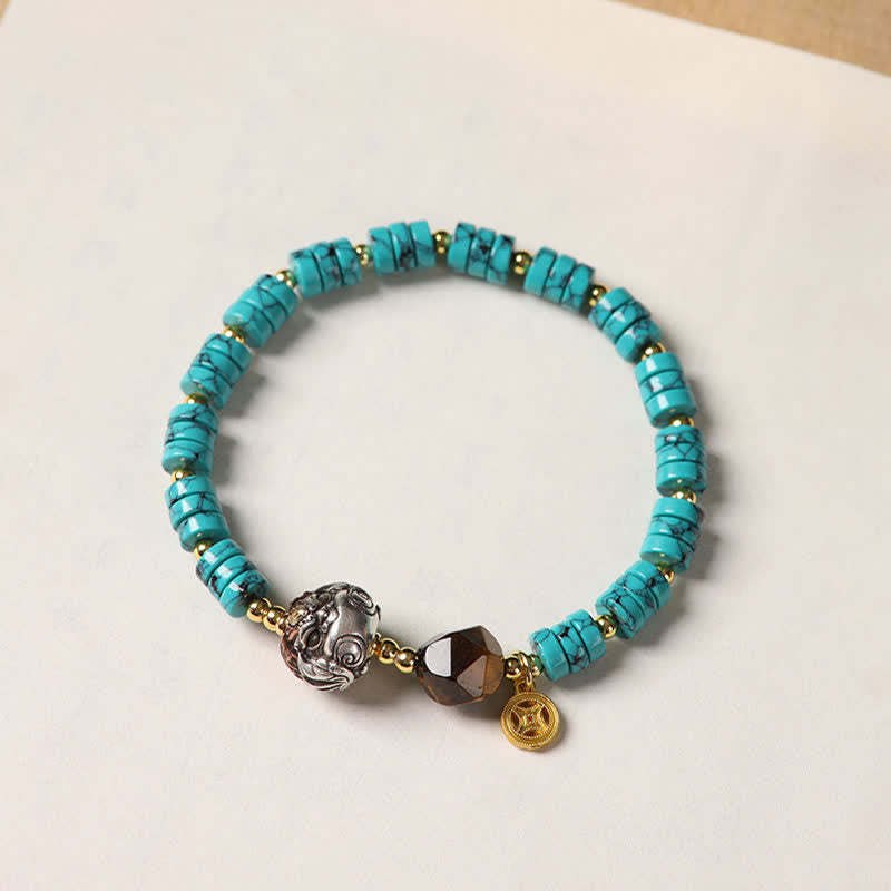 Nimara Ritual Turquoise Communication Handcrafted New Chinese Disc Bead Bracelet