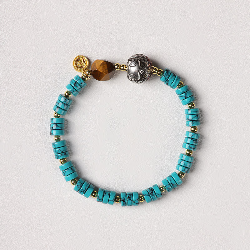 Nimara Ritual Turquoise Communication Handcrafted New Chinese Disc Bead Bracelet