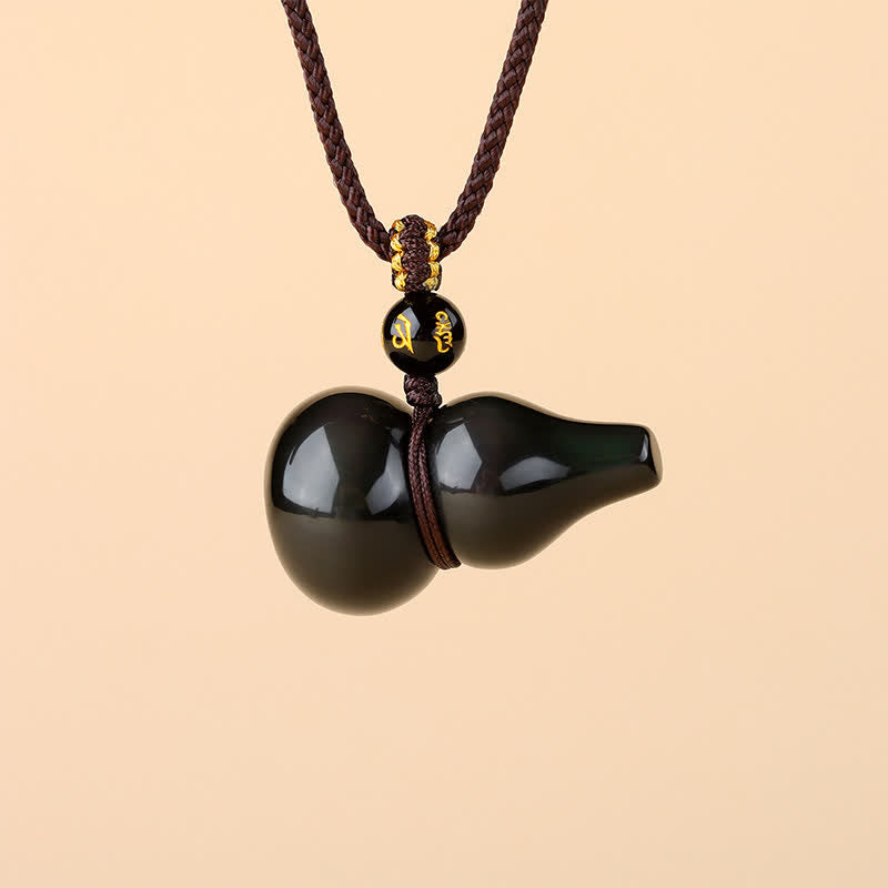 Nimara Ritual Rainbow Obsidian Gourd Protection Hand-Woven Pendant Necklace