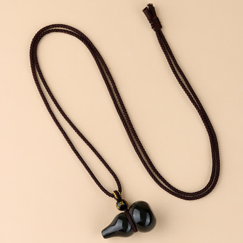 Nimara Ritual Rainbow Obsidian Gourd Protection Hand-Woven Pendant Necklace
