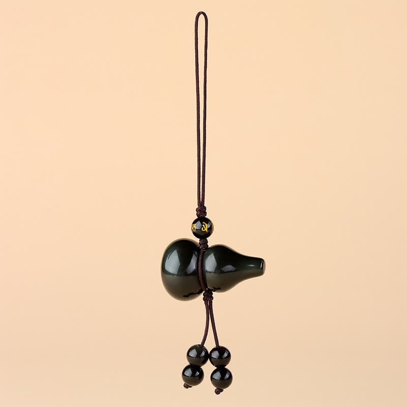 Nimara Ritual Rainbow Obsidian Gourd Blessing Hand-Woven Phone Hanging Decoration