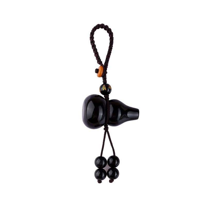Nimara Ritual Rainbow Obsidian Gourd Protection Hand-Woven Vintage Keychains