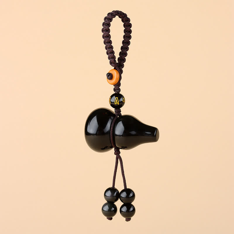Nimara Ritual Rainbow Obsidian Gourd Protection Hand-Woven Vintage Keychains
