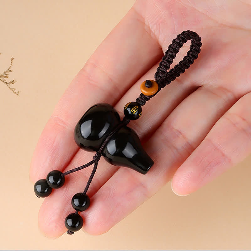 Nimara Ritual Rainbow Obsidian Gourd Protection Hand-Woven Vintage Keychains