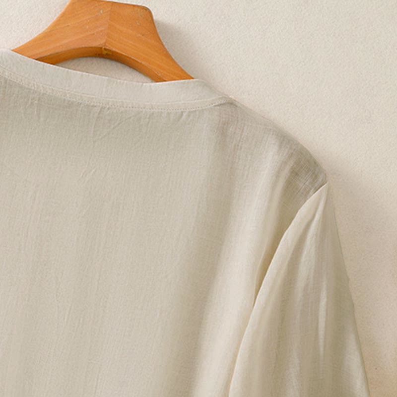 Nimara Ritual Summer Casual Solid Embroidery Pleated Front Women's Short Sleeve T-Shirts