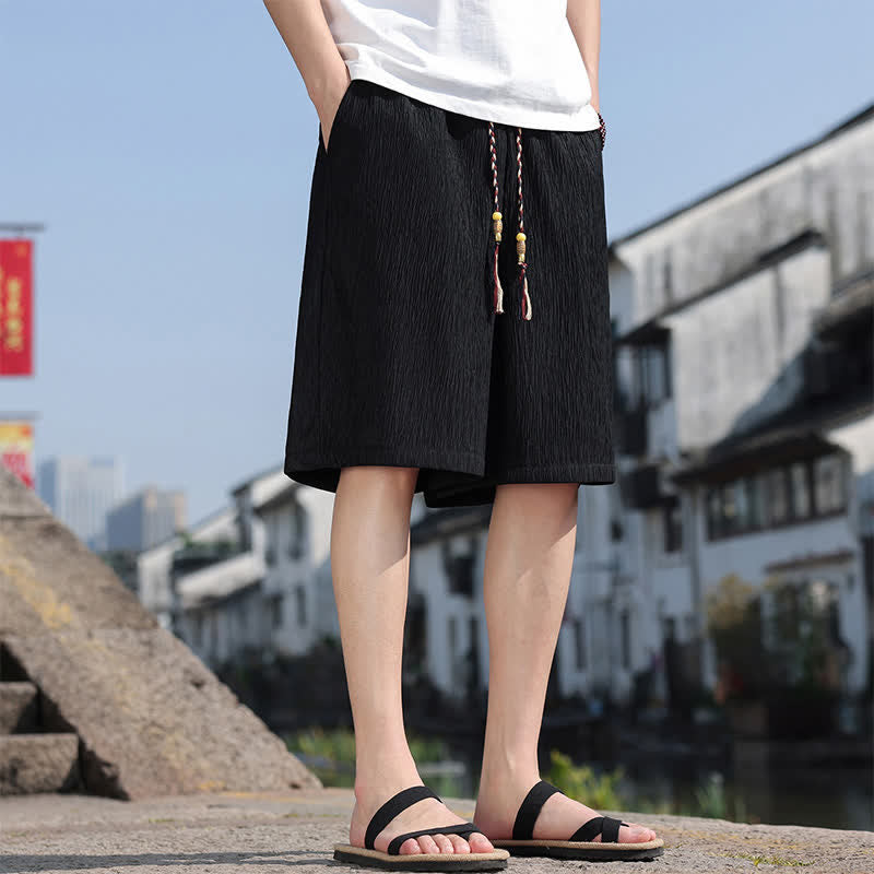 Nimara Ritual Summer Casual Drawstring Solid Bermuda Shorts Men's With Pockets