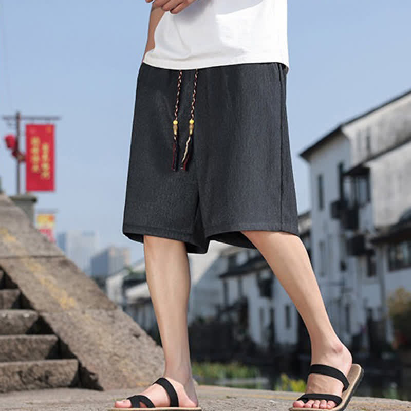 Nimara Ritual Summer Casual Drawstring Solid Bermuda Shorts Men's With Pockets