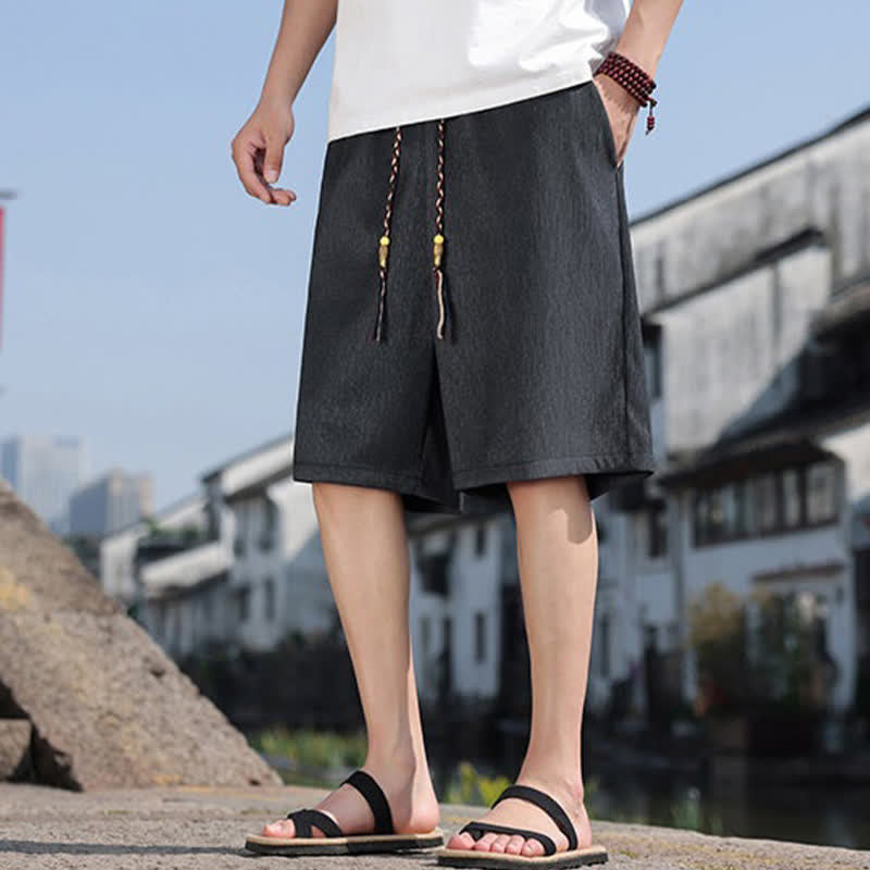 Nimara Ritual Summer Casual Drawstring Solid Bermuda Shorts Men's With Pockets