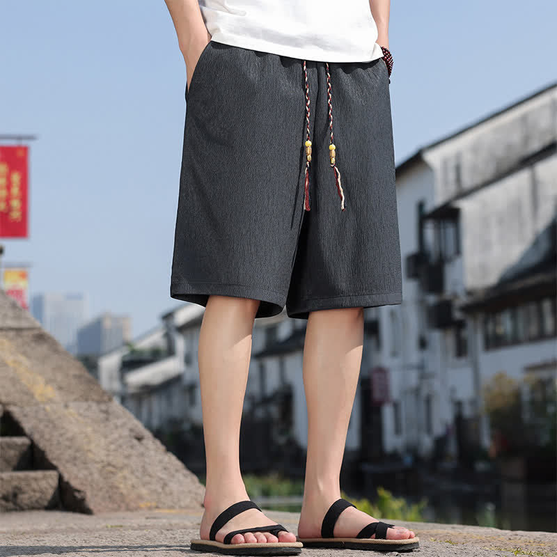 Nimara Ritual Summer Casual Drawstring Solid Bermuda Shorts Men's With Pockets