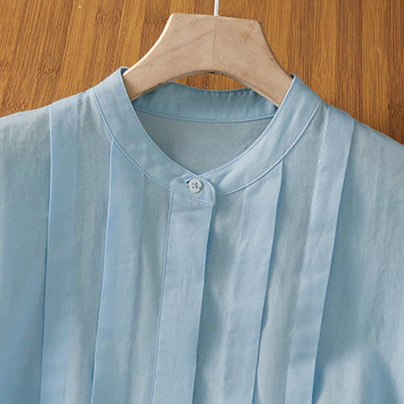Nimara Ritual Summer Casual Pintuck Front Solid Women's Sleeveless Shirts