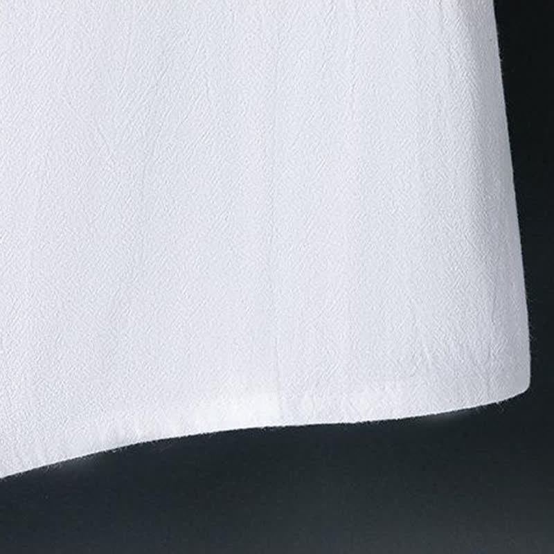 Nimara Ritual Summer Casual Frog Button Flower Embroidery Men's Short Sleeve Shirts