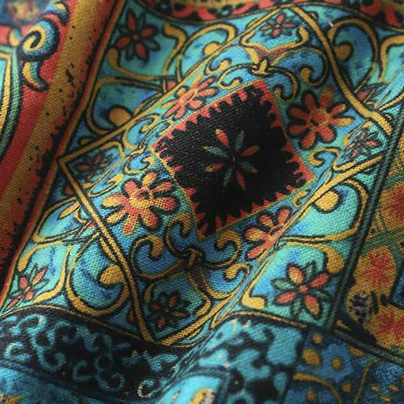 Nimara Ritual Summer Boho Vintage Button-Up Geometric Men's Short Sleeve Shirts