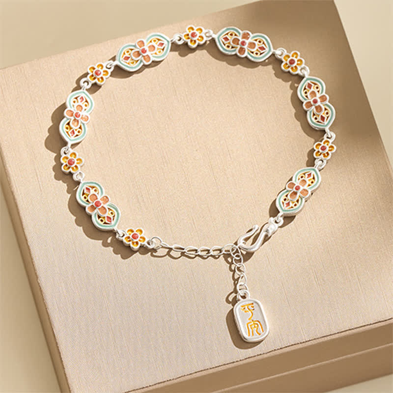 Nimara Ritual Copper Enamel Floral Pattern Healing Bracelet