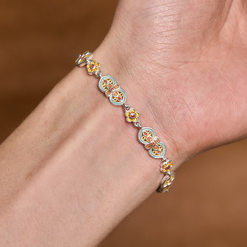 Nimara Ritual Copper Enamel Floral Pattern Healing Bracelet