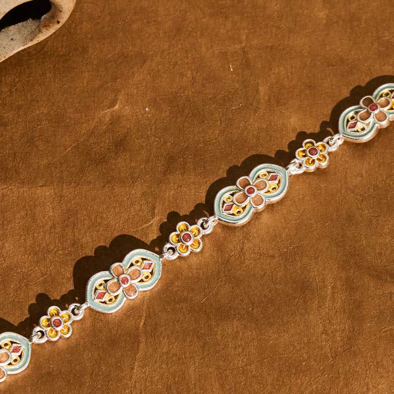 Nimara Ritual Copper Enamel Floral Pattern Healing Bracelet