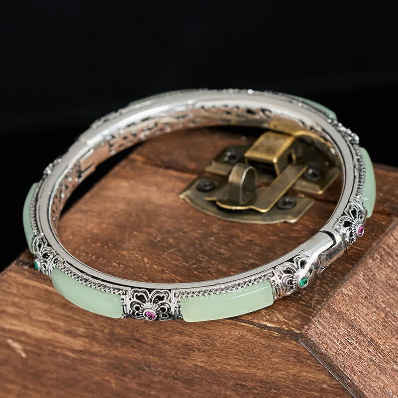 Nimara Ritual Copper Butterfly Green Agate Love Cuff Bracelet