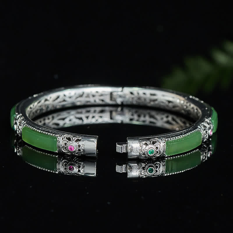 Nimara Ritual Copper Butterfly Green Agate Love Cuff Bracelet