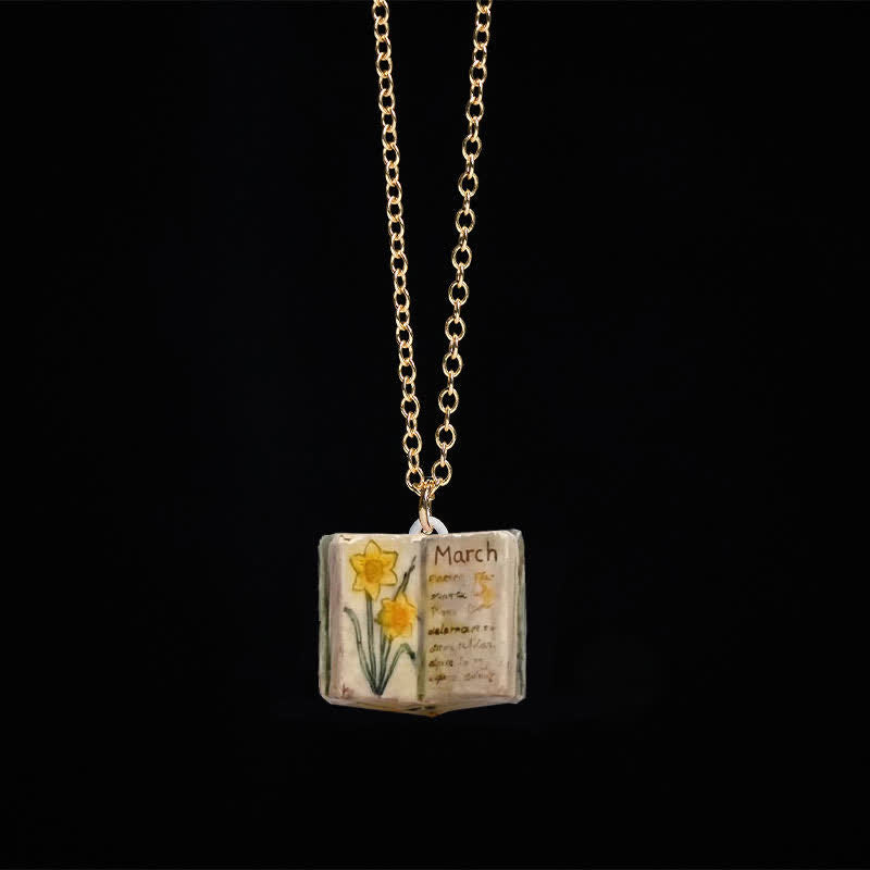 Nimara Ritual Copper Birth Flower Strengthen Book Design Balance Pendant Necklace
