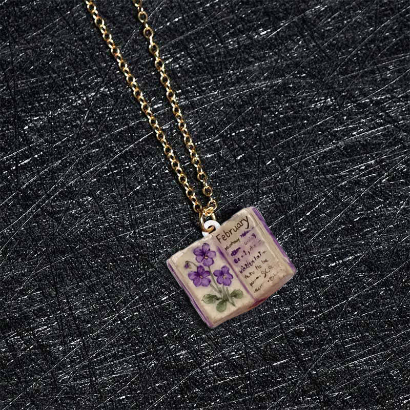 Nimara Ritual Copper Birth Flower Strengthen Book Design Balance Pendant Necklace