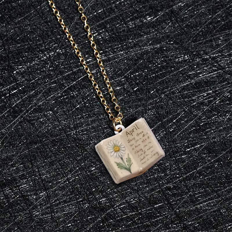 Nimara Ritual Copper Birth Flower Strengthen Book Design Balance Pendant Necklace