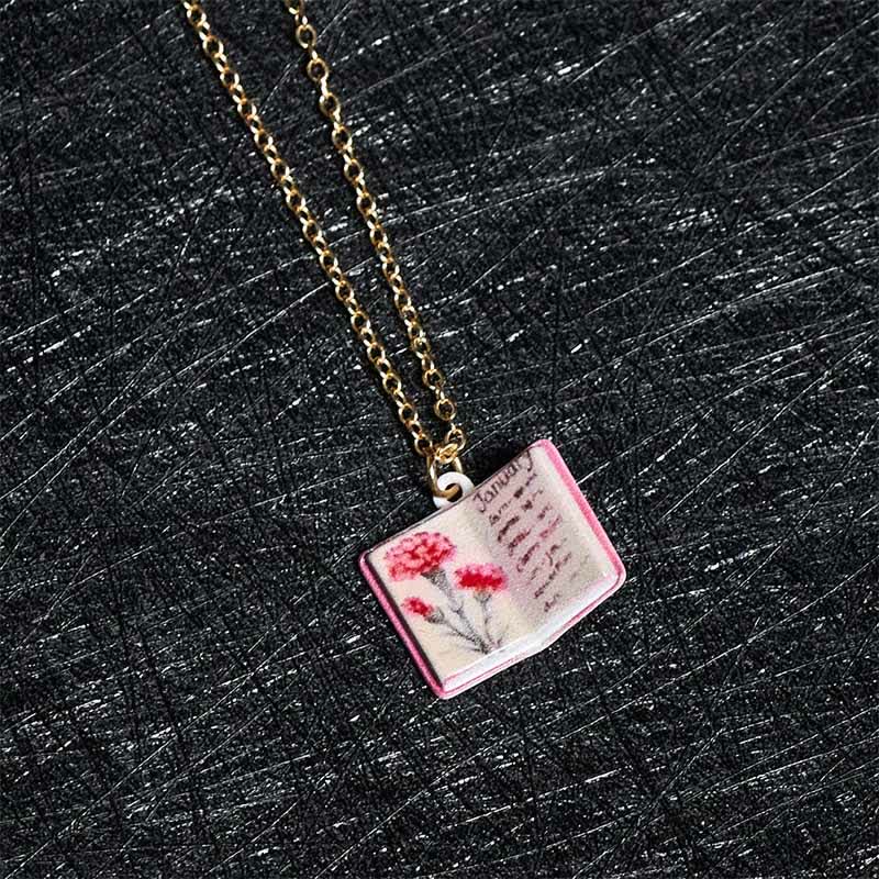 Nimara Ritual Copper Birth Flower Strengthen Book Design Balance Pendant Necklace