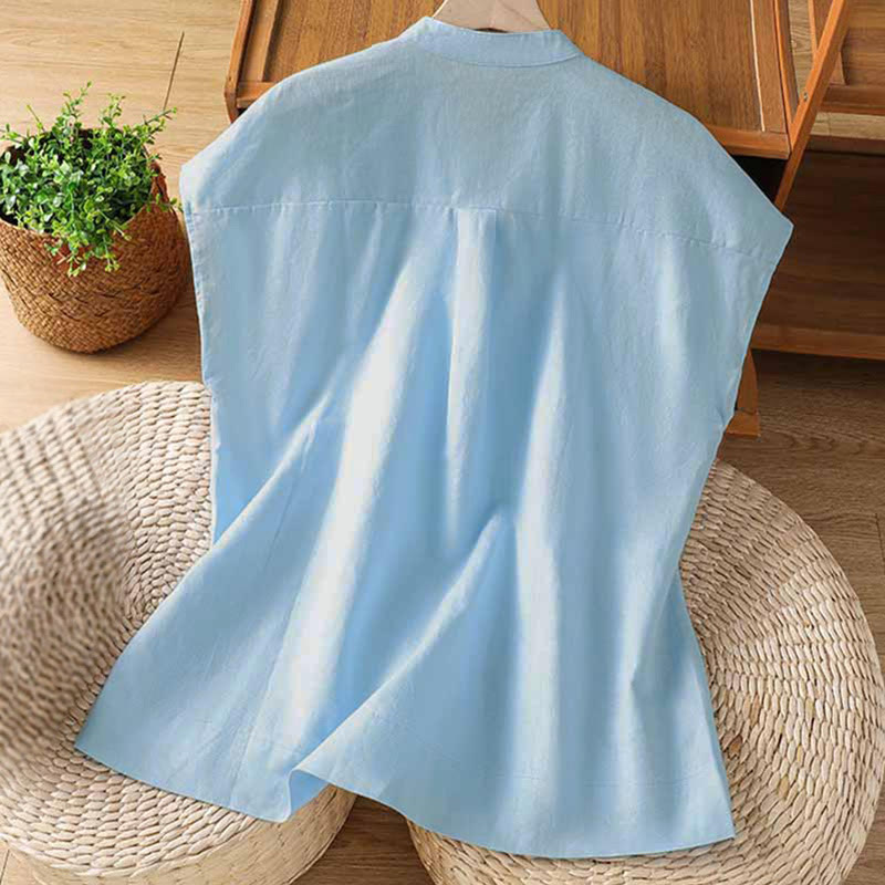Nimara Ritual Summer Casual Pintuck Front Solid Women's Sleeveless Shirts