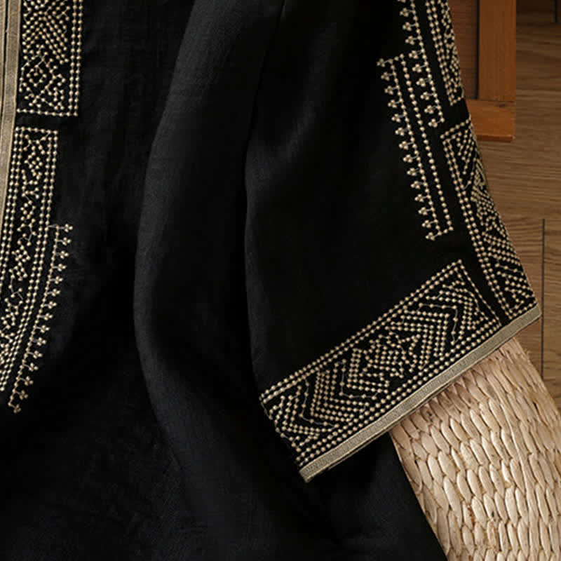 Nimara Ritual Summer Boho Casual Embroidery Geometric Women's Short Sleeve T-Shirts