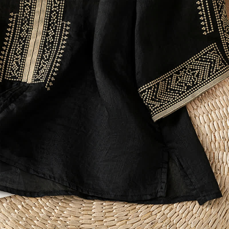 Nimara Ritual Summer Boho Casual Embroidery Geometric Women's Short Sleeve T-Shirts