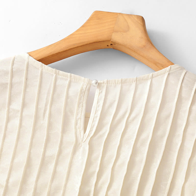 Nimara Ritual Summer Elegant Pleated Solid Women's Short Sleeve T-Shirts
