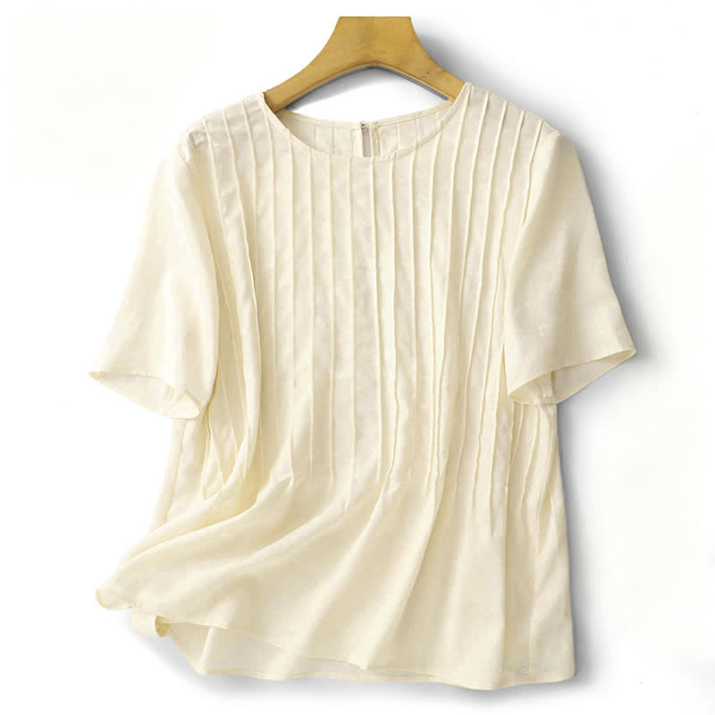 Nimara Ritual Summer Elegant Pleated Solid Women's Short Sleeve T-Shirts