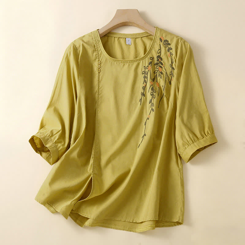 Nimara Ritual Summer Casual Crew Neck Embroidery Flower Women's Short Sleeve T-Shirts