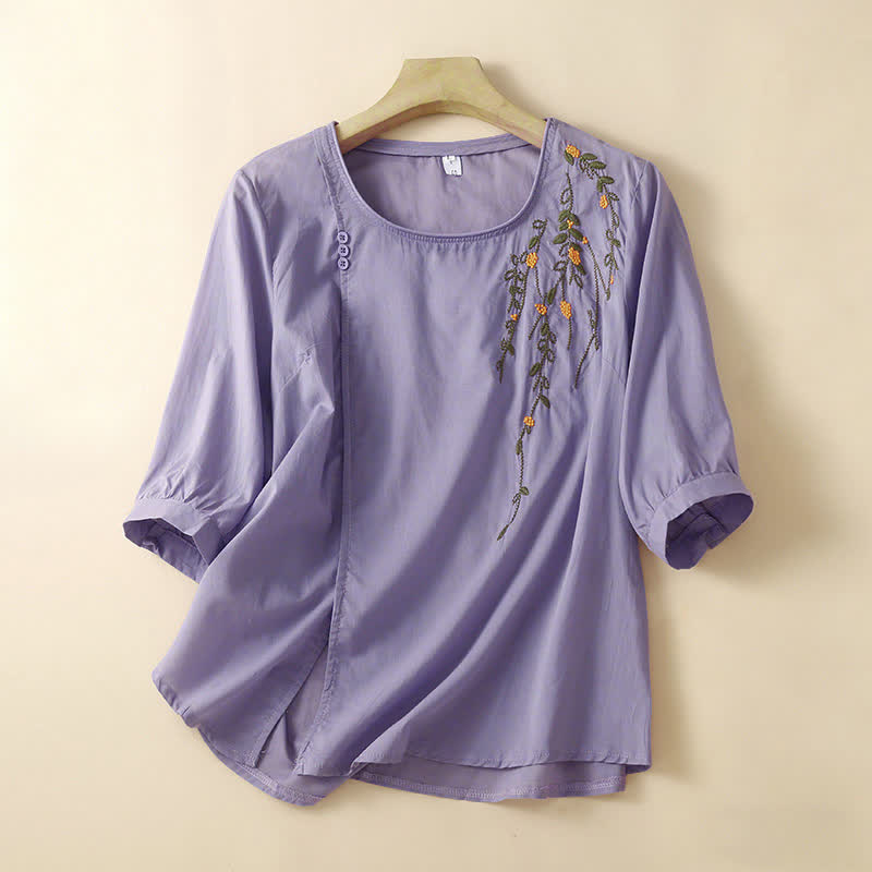 Nimara Ritual Summer Casual Crew Neck Embroidery Flower Women's Short Sleeve T-Shirts