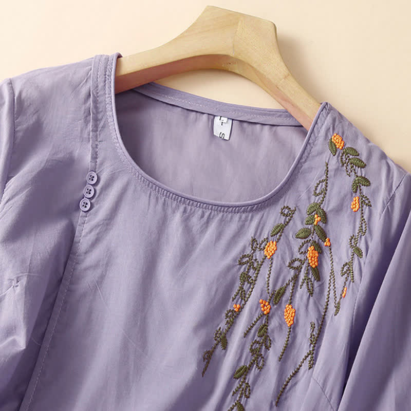 Nimara Ritual Summer Casual Crew Neck Embroidery Flower Women's Short Sleeve T-Shirts