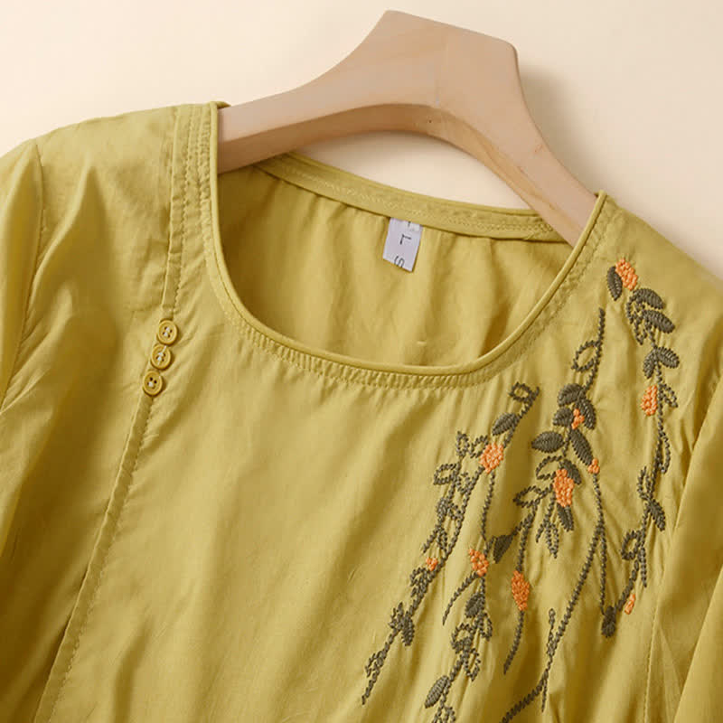 Nimara Ritual Summer Casual Crew Neck Embroidery Flower Women's Short Sleeve T-Shirts