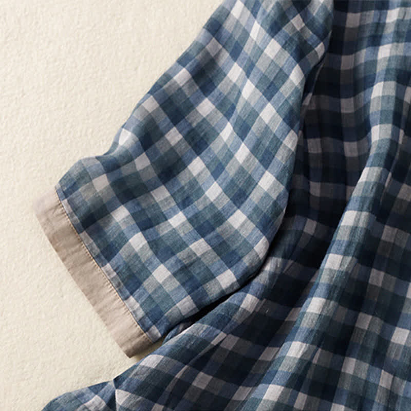 Nimara Ritual Summer Vintage Button Up Plaid Women's Short Sleeve Shirts
