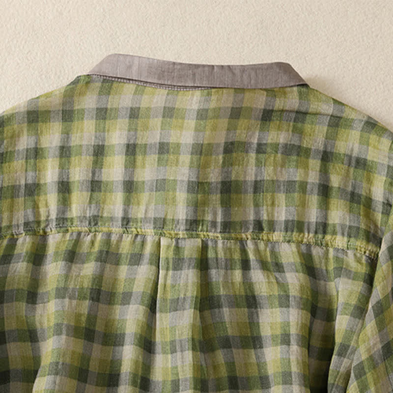 Nimara Ritual Summer Vintage Button Up Plaid Women's Short Sleeve Shirts
