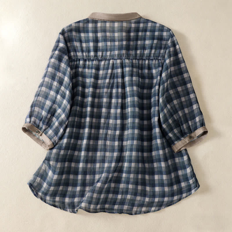 Nimara Ritual Summer Vintage Button Up Plaid Women's Short Sleeve Shirts