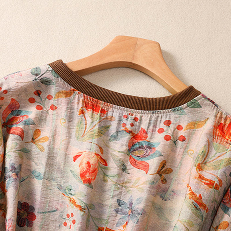 Nimara Ritual Summer Vintage Crew Neck Floral Print Women's Short Sleeve T-Shirts