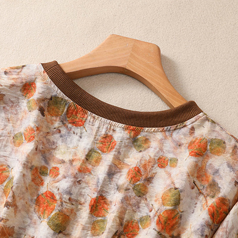 Nimara Ritual Summer Vintage Crew Neck Floral Print Women's Short Sleeve T-Shirts