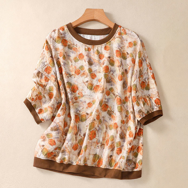 Nimara Ritual Summer Vintage Crew Neck Floral Print Women's Short Sleeve T-Shirts