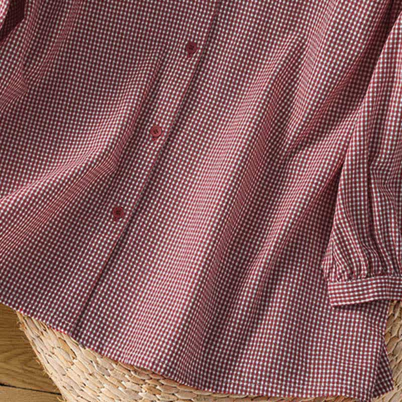Nimara Ritual Spring Button-Up Gingham Women's Long Sleeve Shirts