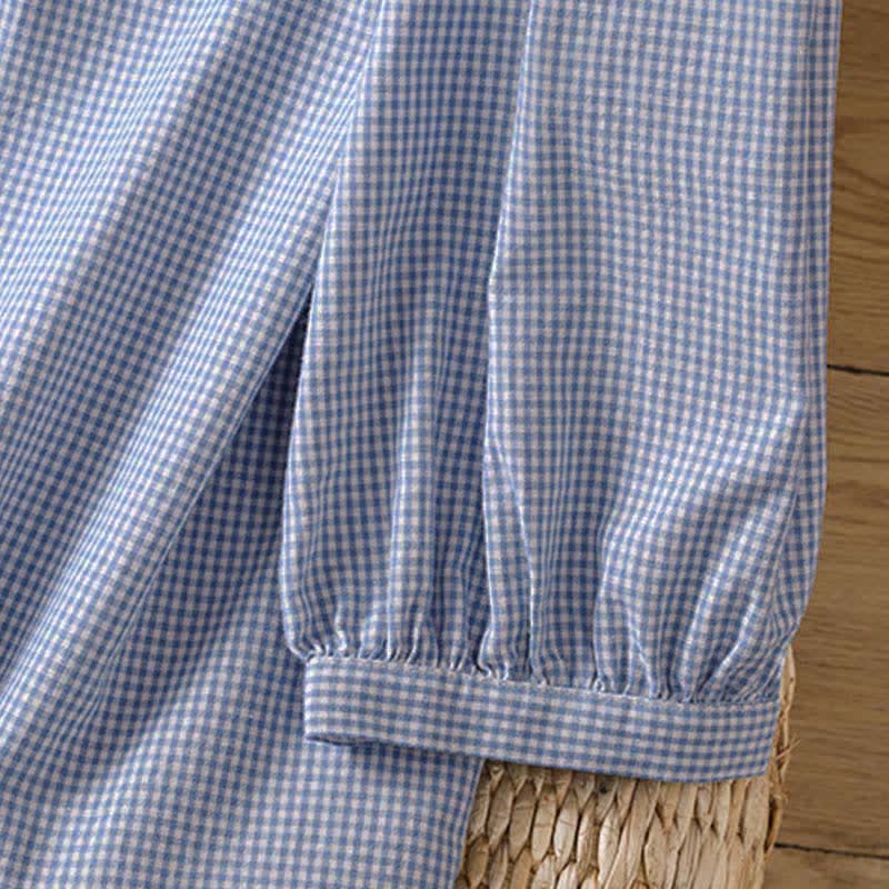 Nimara Ritual Spring Button-Up Gingham Women's Long Sleeve Shirts